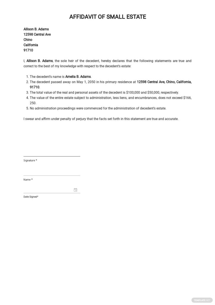 Affidavit Form Templates Documents Design Free Download Template