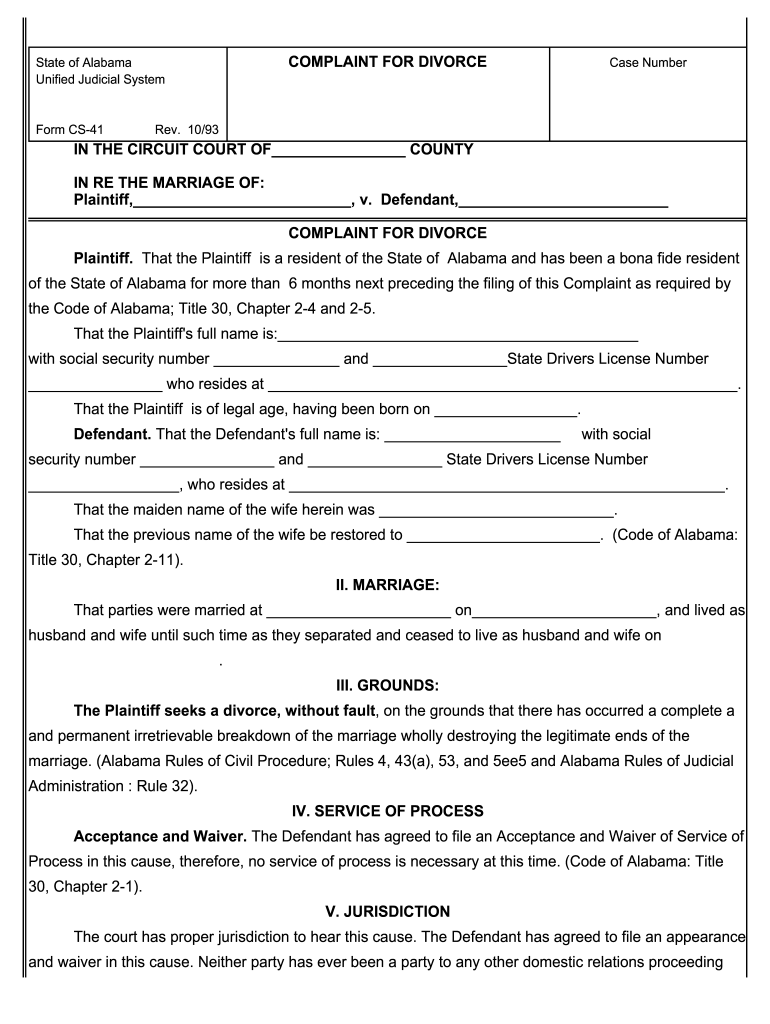 Alabama Complaint Form Fill Out Sign Online DocHub
