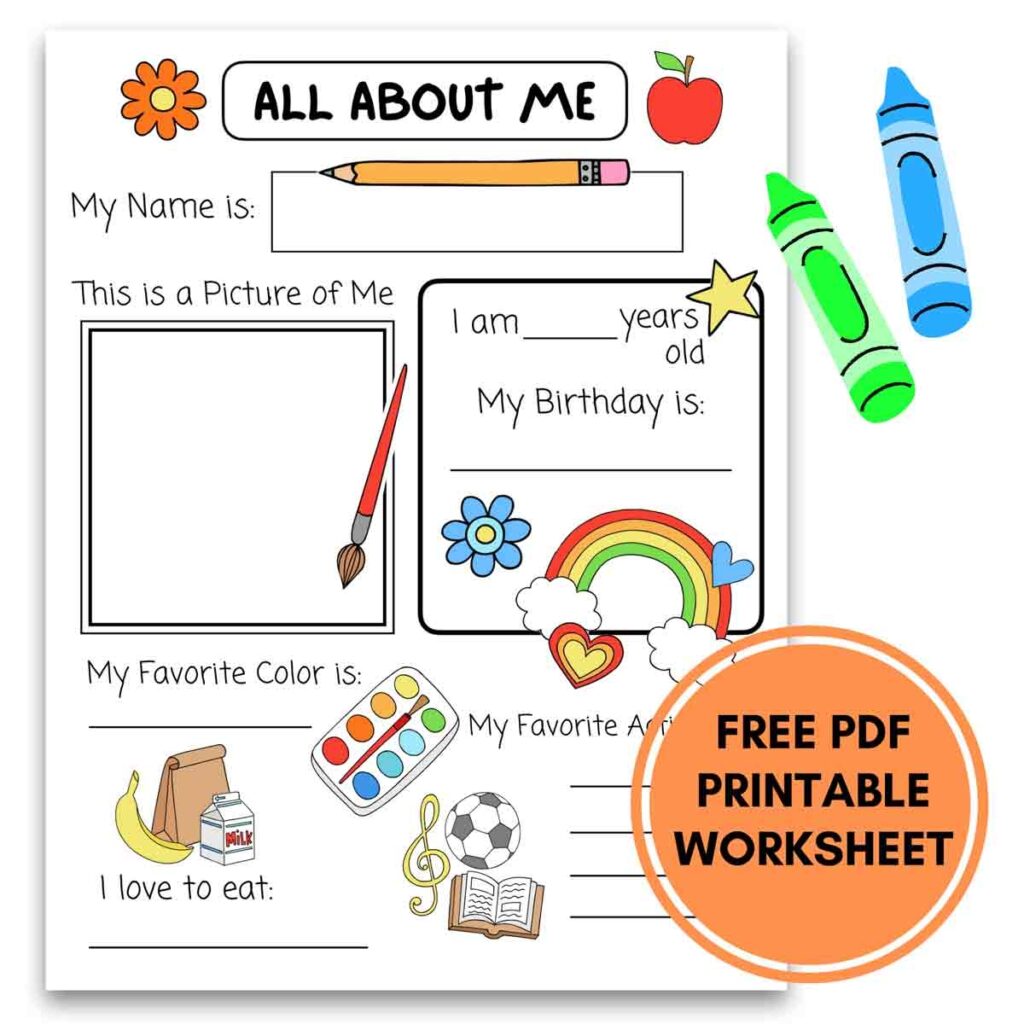 All About Me Printable Preschool Worksheet Free PDF Mindy Makes