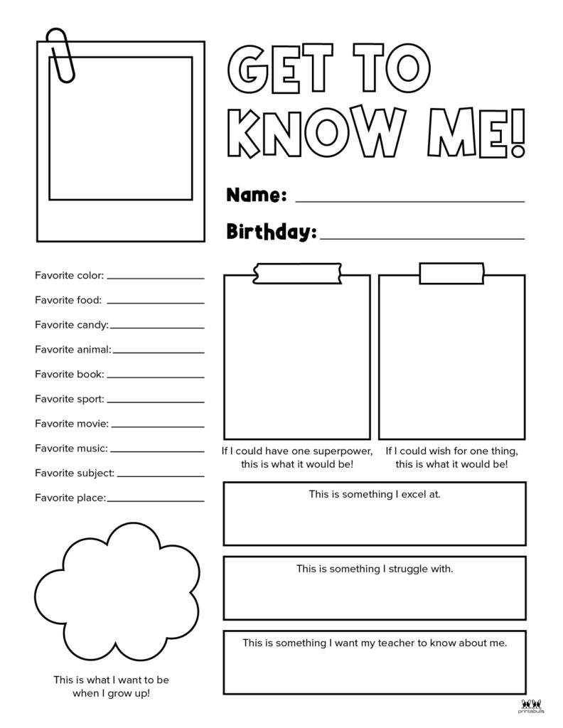 All About Me Printable Worksheets 50 FREE Printables Printabulls