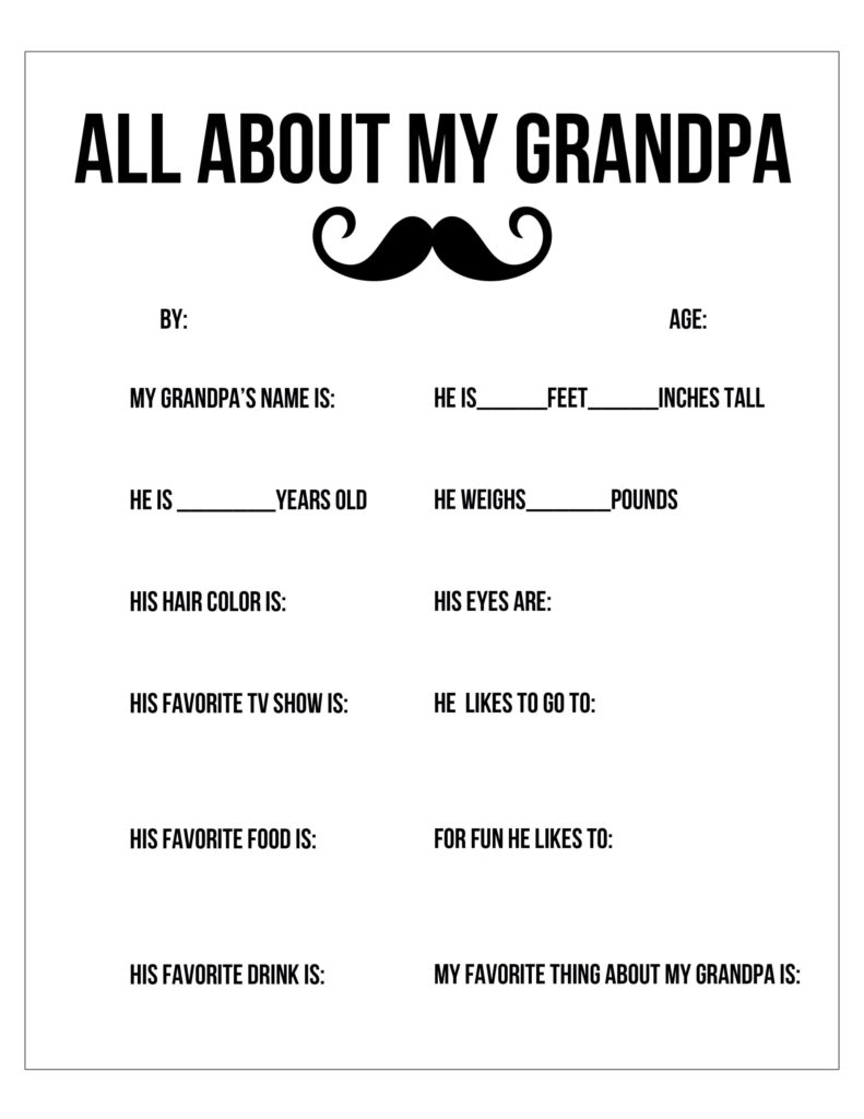 All About My Dad And Grandpa Free Printable Free Pretty Things For You