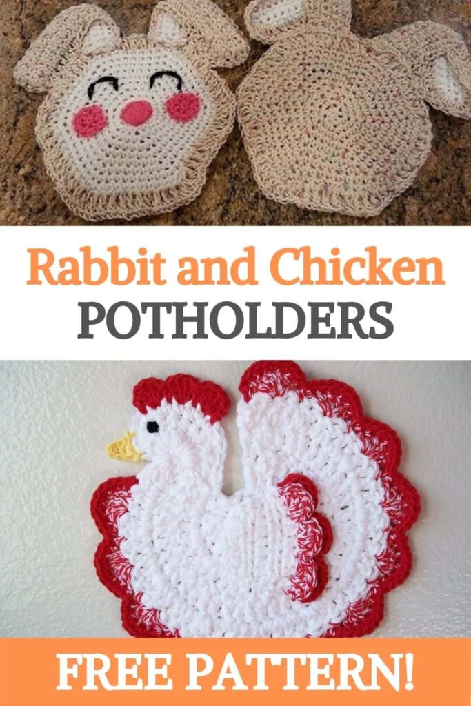 Amazing Rabbit And Chicken Potholders Free Pattern 