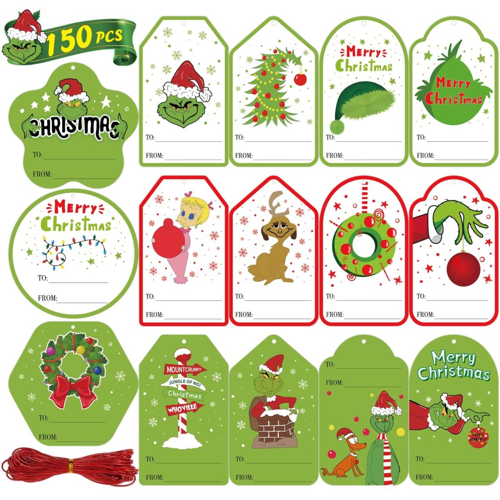 Amazon Christmas Gift Tags 150PCS Christmas Gift Tags With String Attached Xmas Gift Tags For Presents Holiday Name Tag Labels For Christmas Gifts Package Wrapping Health Household