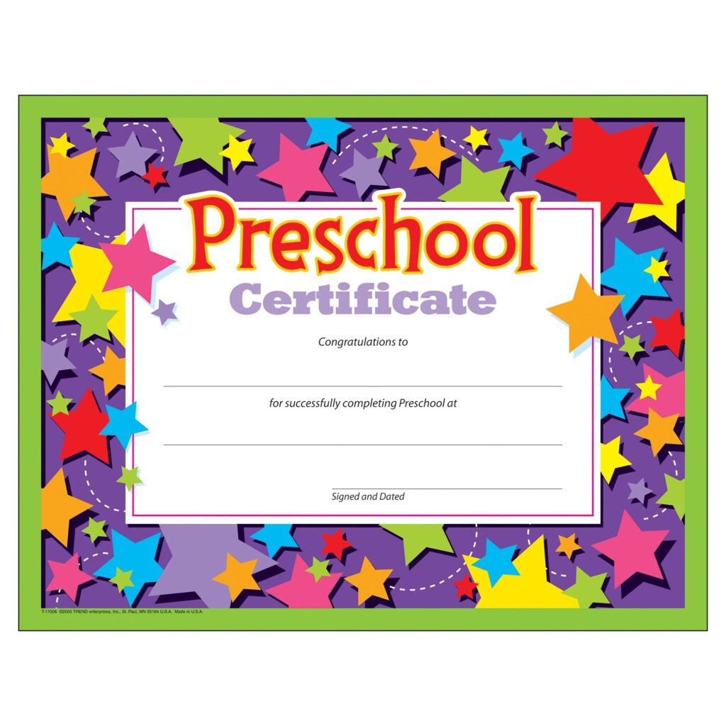 Preschool Certificates Free Printable