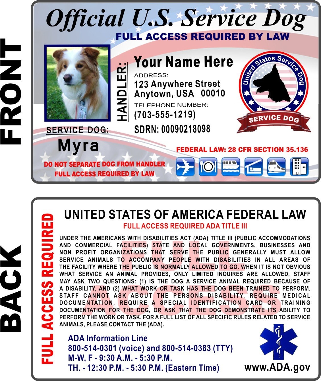 Free Printable Ada Service Dog Card Free Printable Templates