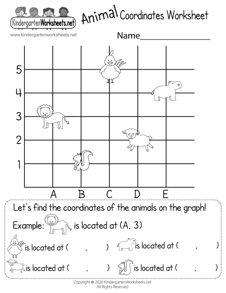 Animal Coordinates Worksheet For Kindergarten Free Printable Digital PDF
