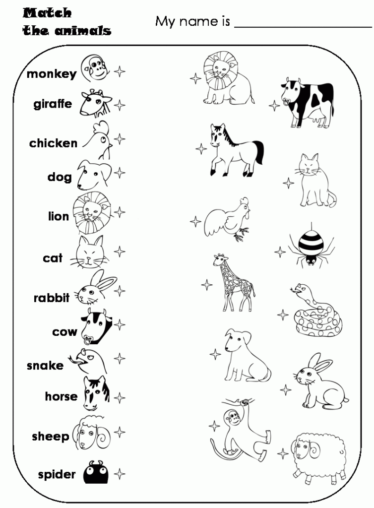 Animal Match Word To Picture FREE Animal Worksheets Preschool Worksheets Educational Worksheets
