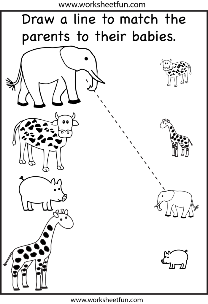 Animal Parents And Babies Match The Parents 2 Worksheets FREE Printable Worksheets Worksheetfun