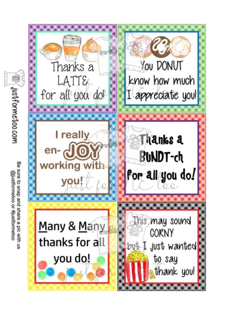 Appreciation Printable Tags Instant Download Employee Tags Square Gift Tags Thank You Co Worker Employee Appreciation
