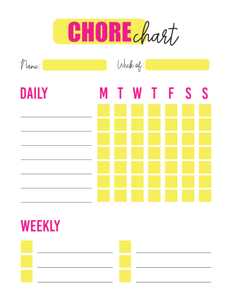 Free Printable Chore Chart