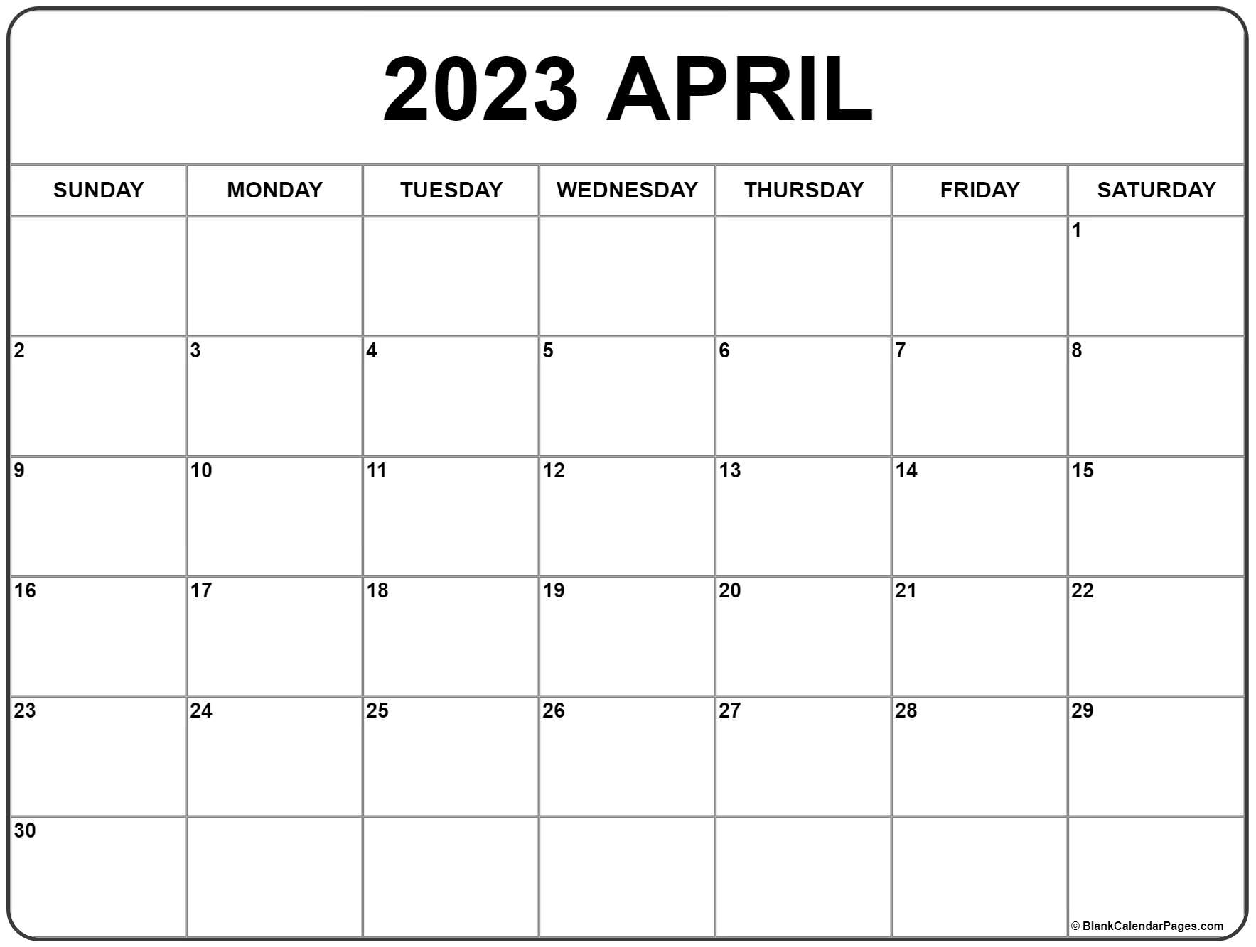 April 2023 Calendar Free Printable Calendar