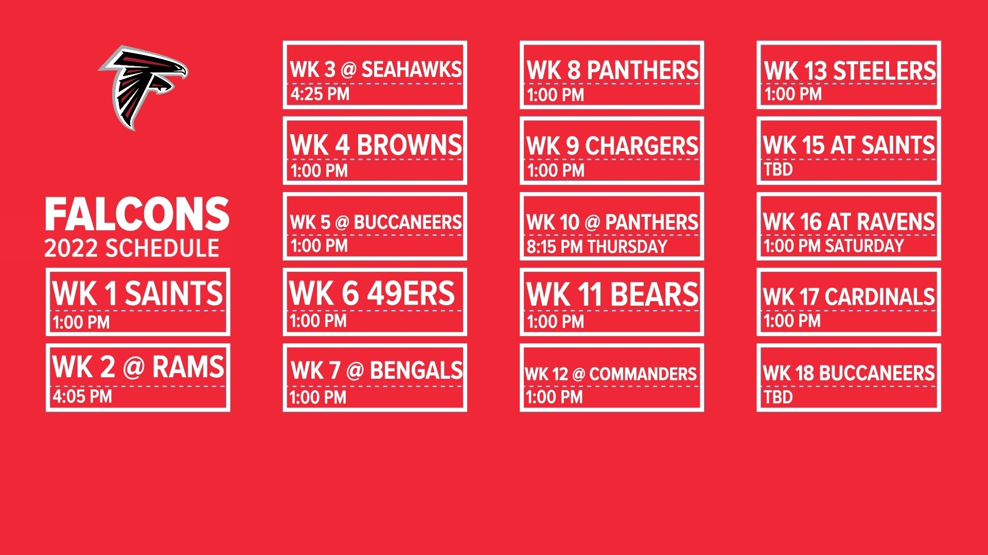 Printable Atlanta Falcons Schedule