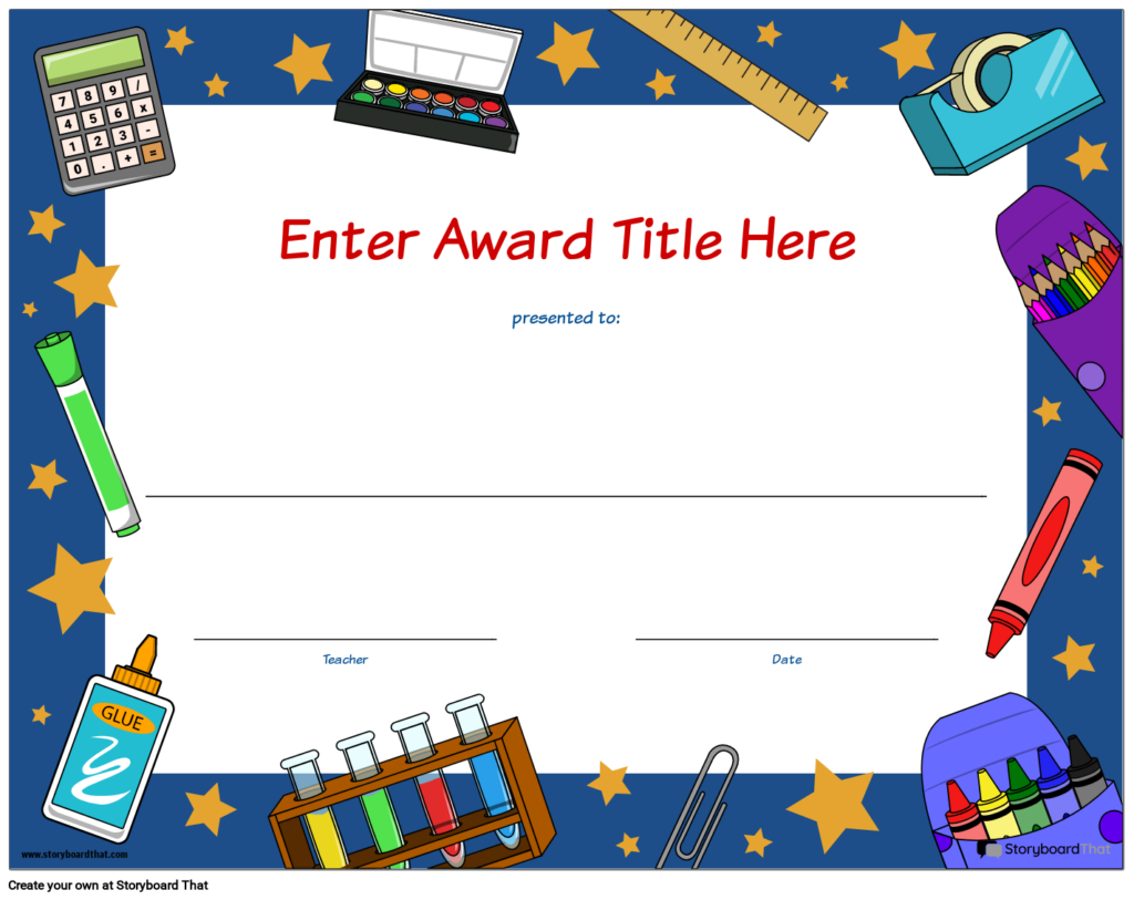 Award Template For Students Printable Award Certificates StoryboardThat