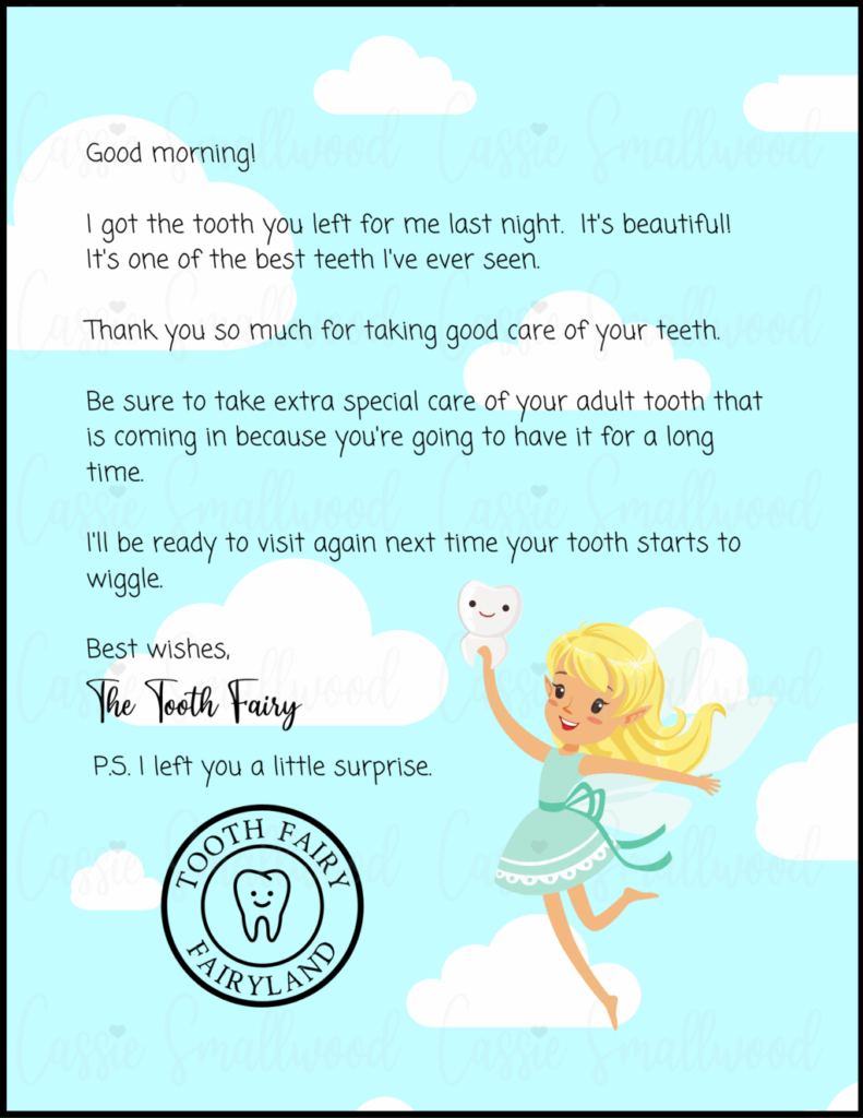 Free Printable Tooth Fairy Letter For Boy