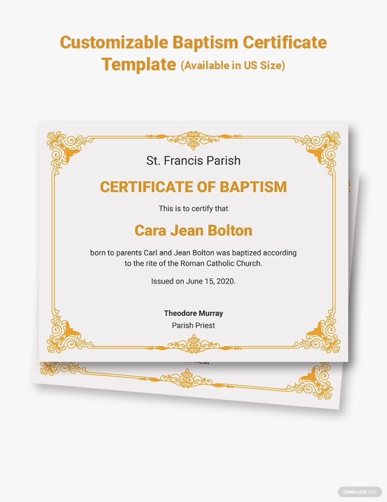 Baptism Certificate Templates Design Free Download Template