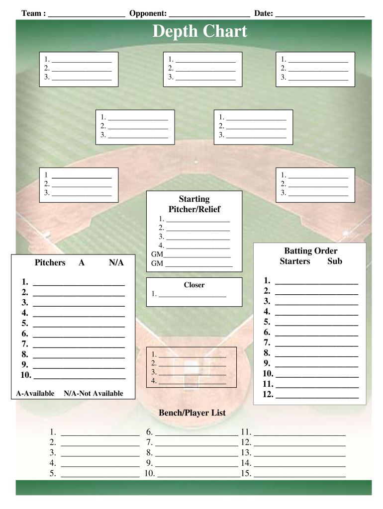 Baseball Depth Chart Template Fill Online Printable Fillable Blank PdfFiller