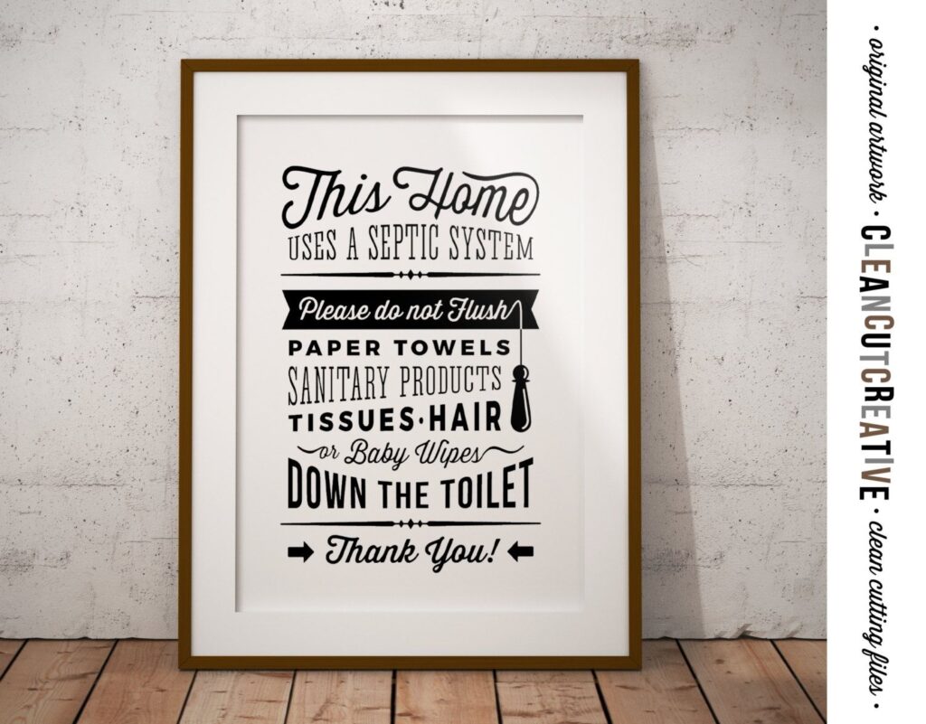 Bathroom Sign Septic System Do Not Flush Toilet Sign PDF Etsy Septic System Signs Bathroom Signs