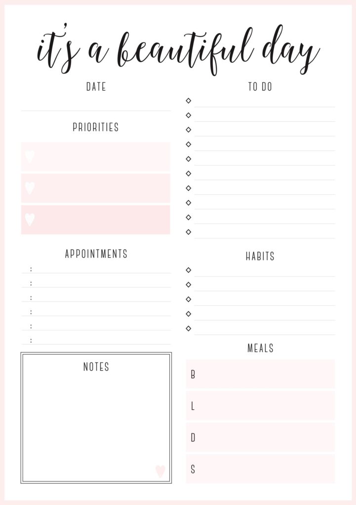 Beautiful Daily Planners FREE Printables Organization Planner Pages Daily Planner Printable Printable Planner