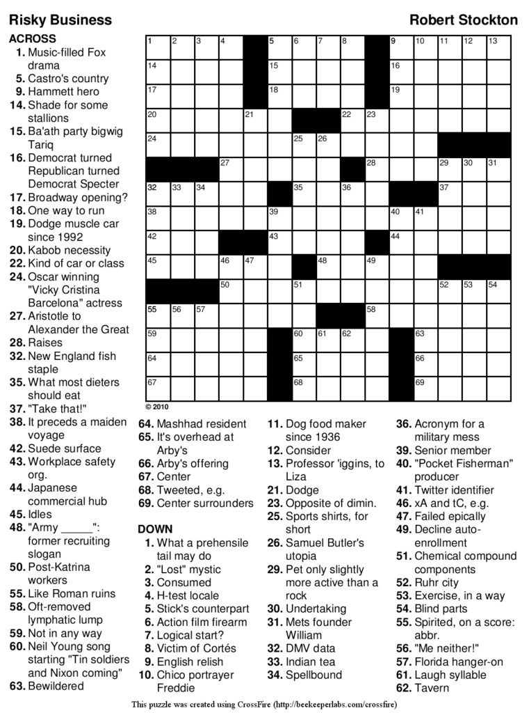 Free Printable Crosswords With Answers