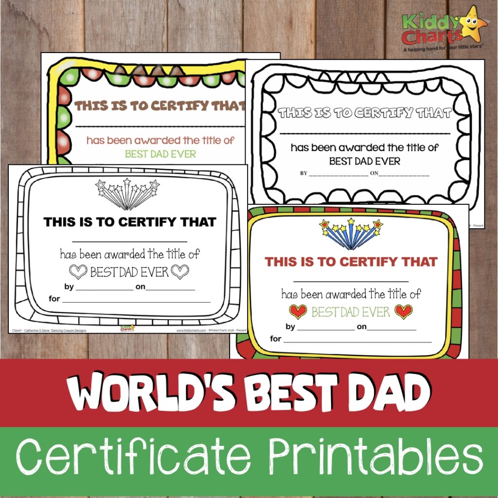 Best Dad In The World Fathers Day Certificates