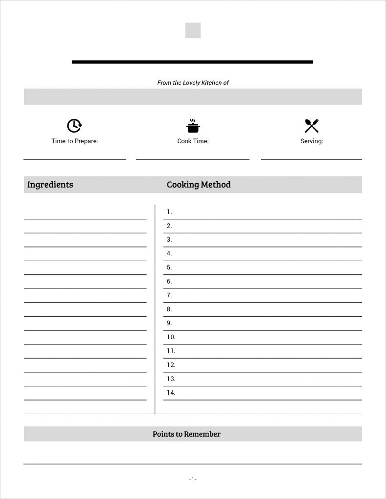 Best Looking Full Page Recipe Card In Microsoft Word Used To Tech