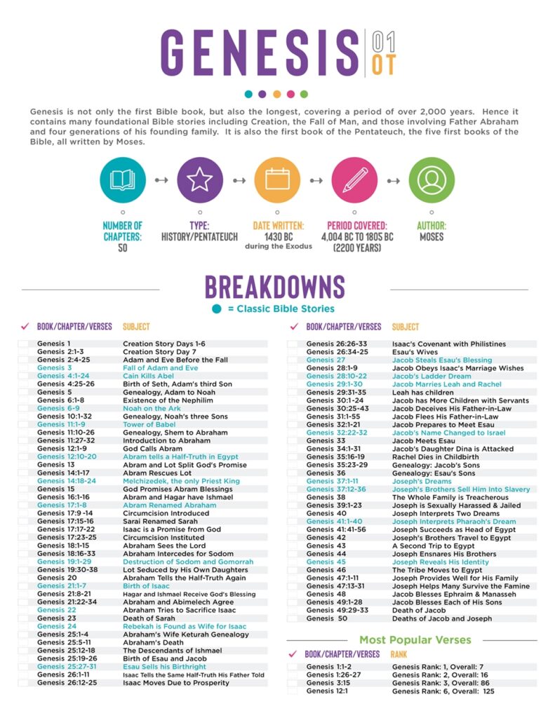 Bible Breakdowns One Page Subject Breakdowns For Each Book In The Old New Testament Teach Sunday School