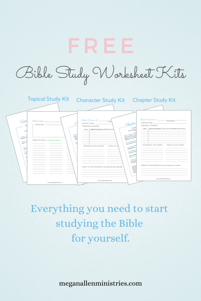 Bible Study Worksheet Kits Megan Allen Ministries