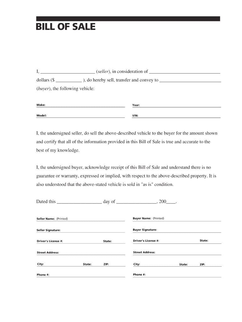 Bill Of Sale For Car Fill Out Sign Online DocHub