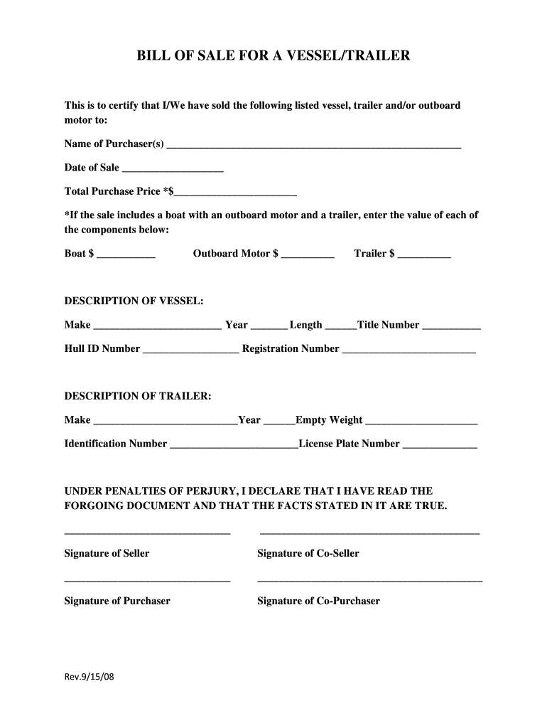 Bill Of Sale Travel Trailer Florida Fill Out Sign Online DocHub