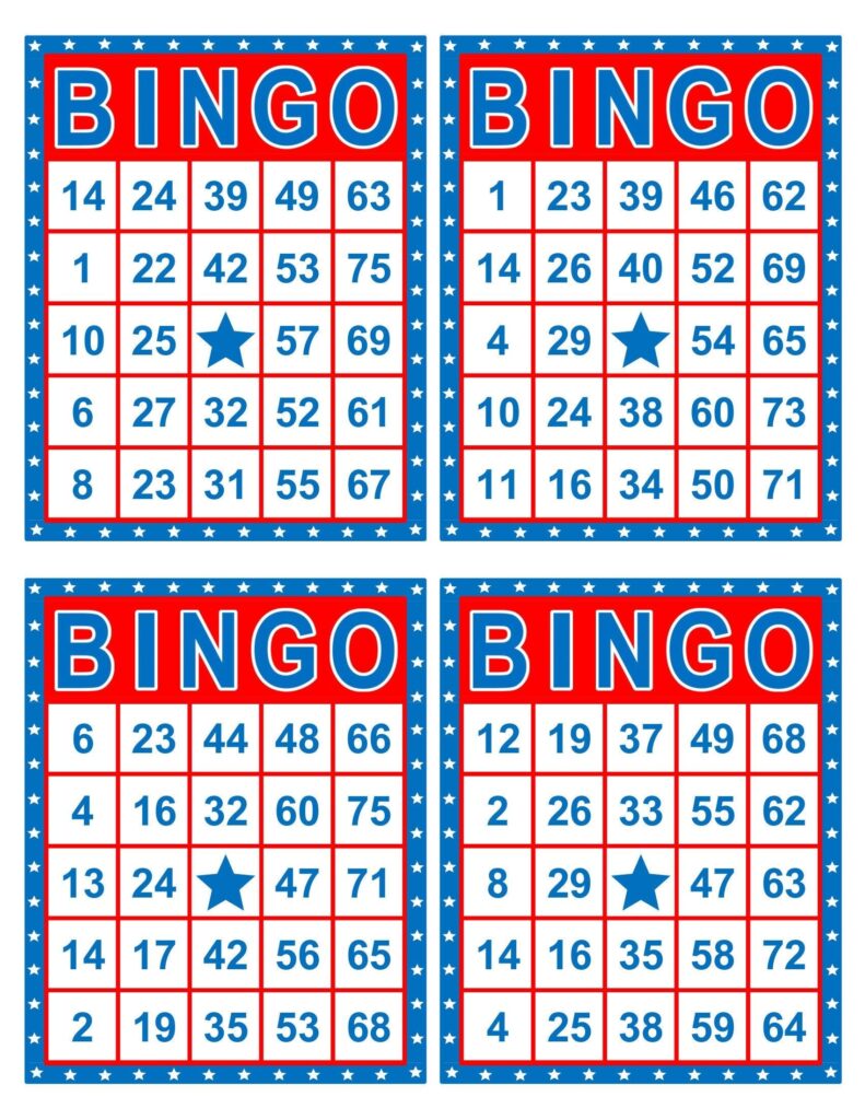 Free Printable Printable Bingo Cards 4 Per Page