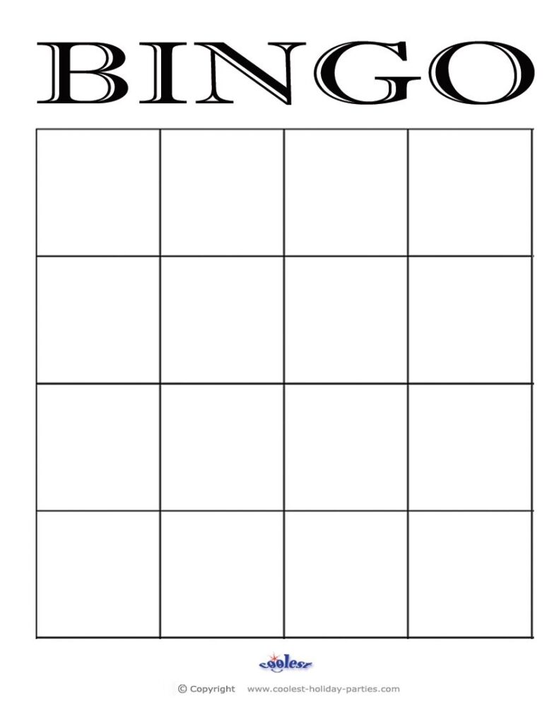 Blank Bingo Card Free Printable