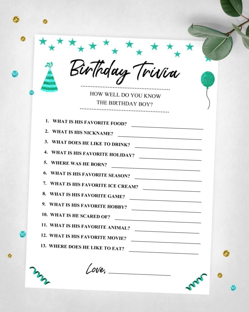 Birthday Trivia How Well Do You Know Me Party Game Teen Etsy de