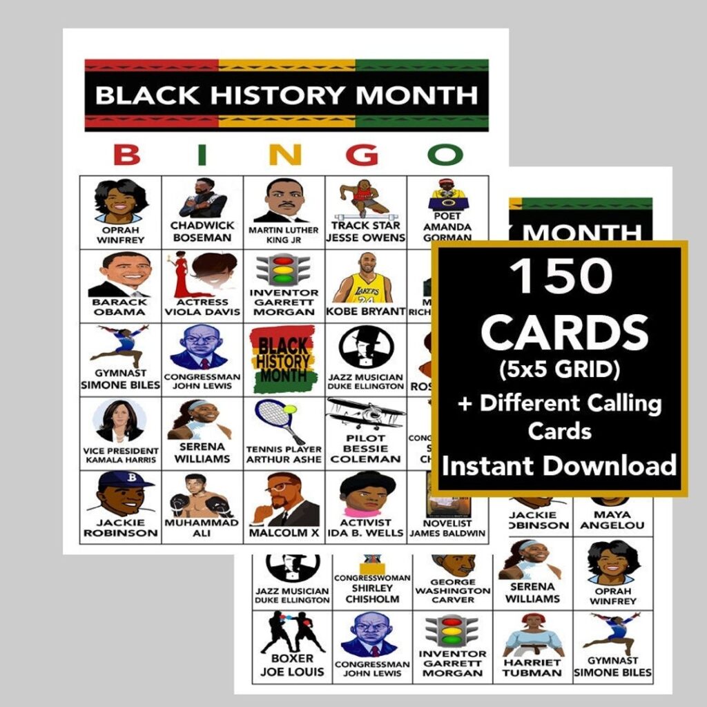 Black History Month Bingo Black History Games Black History Etsy