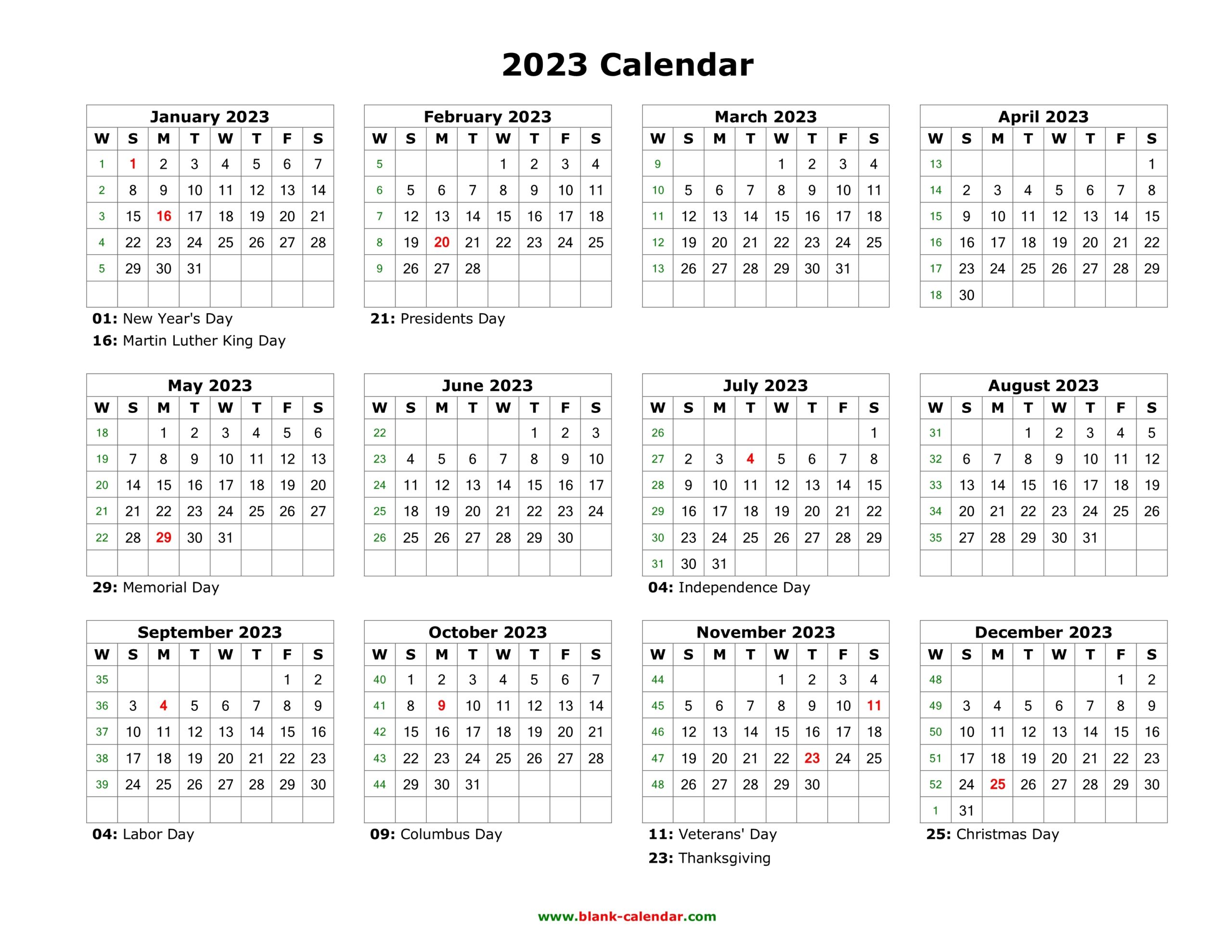 Blank Calendar 2023 Free Download Calendar Templates