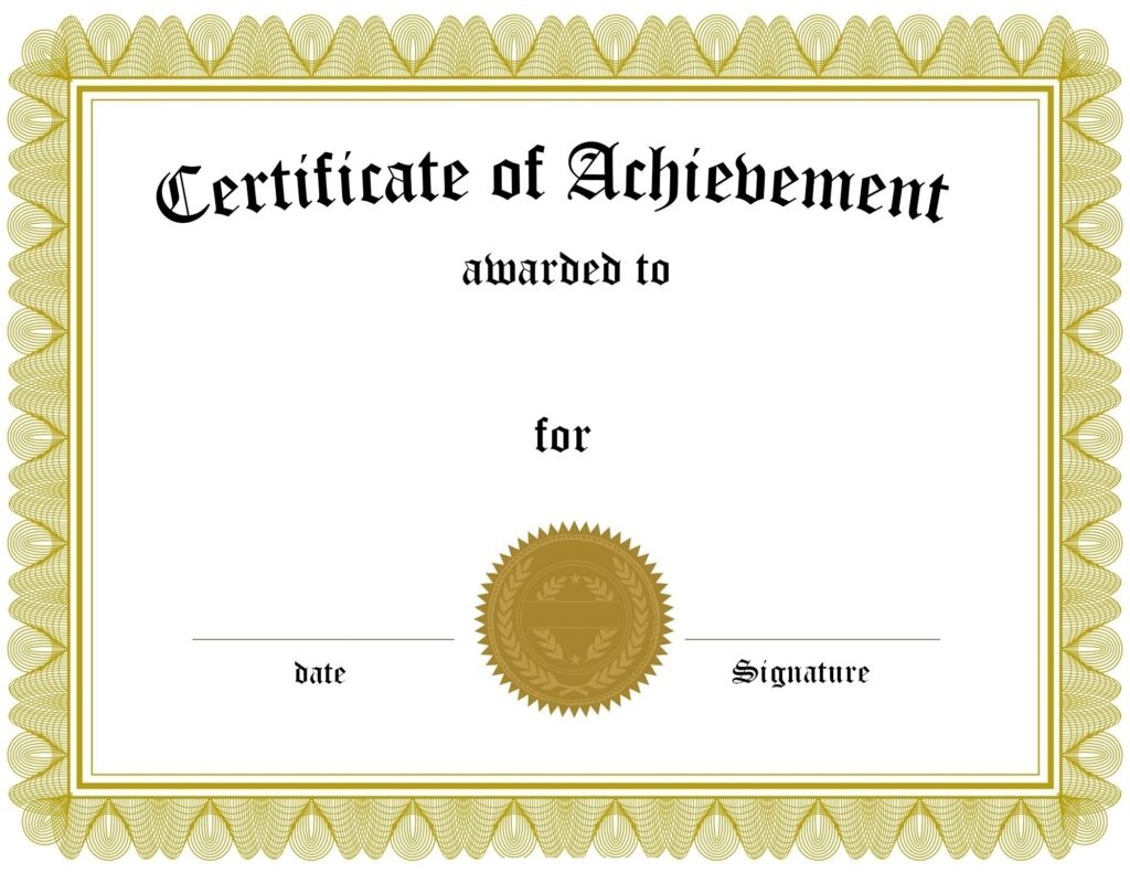 Free Printable Certificate Of Achievement