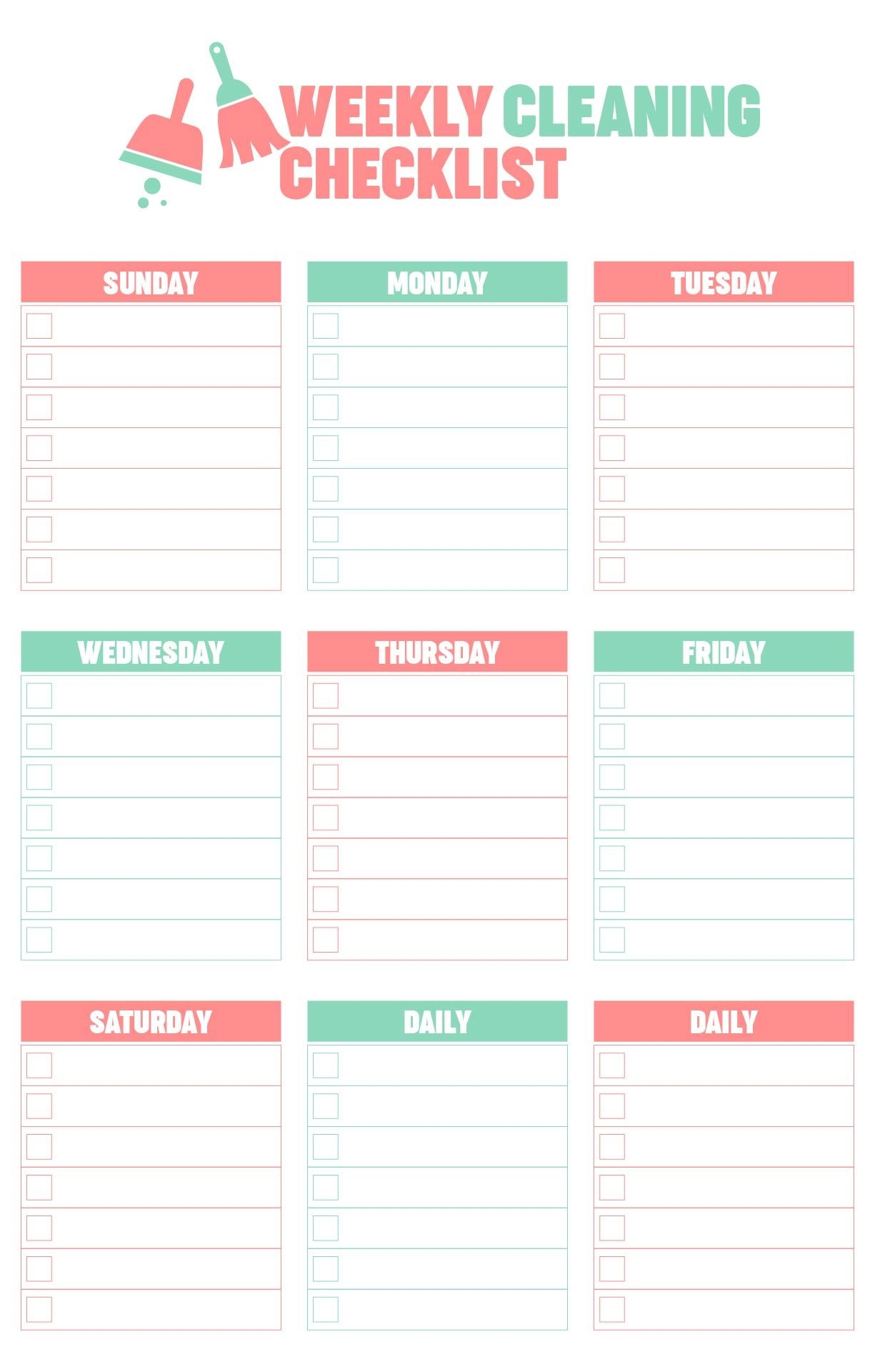 Blank Cleaning Checklist Template Cleaning Schedule Templates Cleaning Schedule Printable Cleaning Schedule