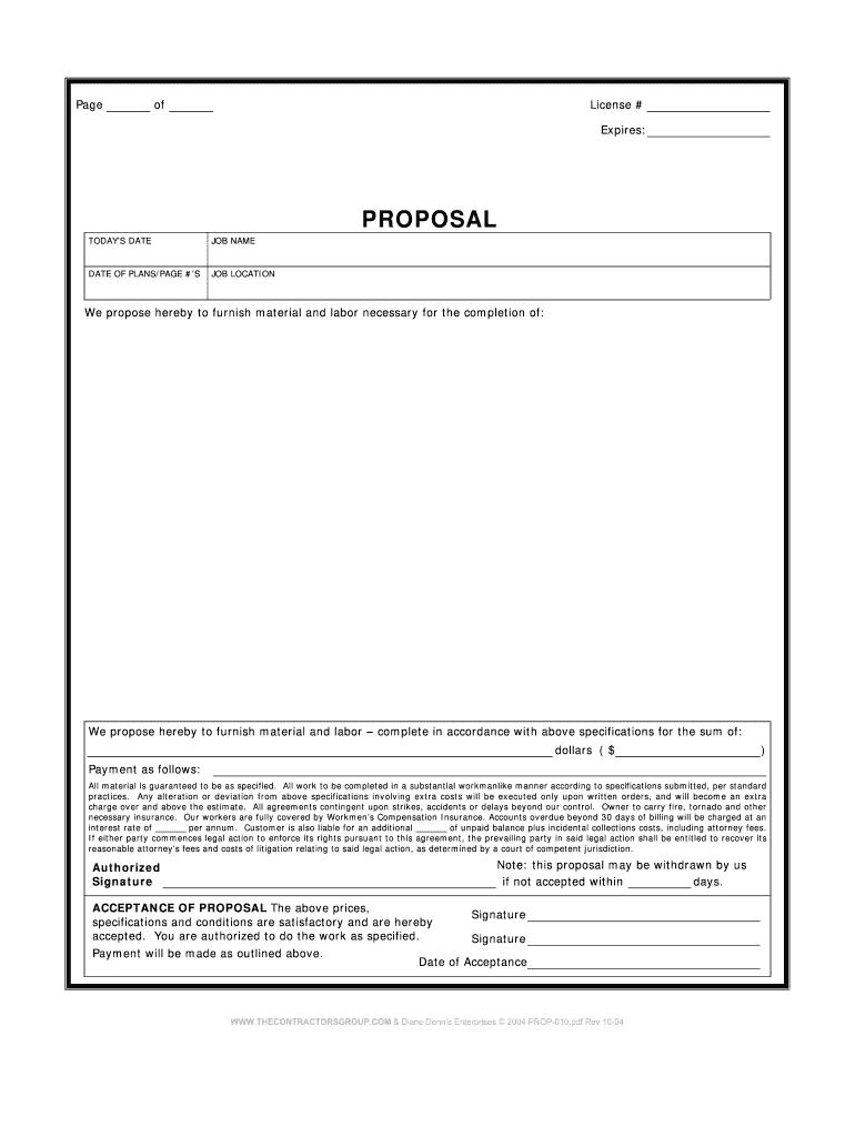 Blank Fill In The Proposal Fill Out Sign Online DocHub