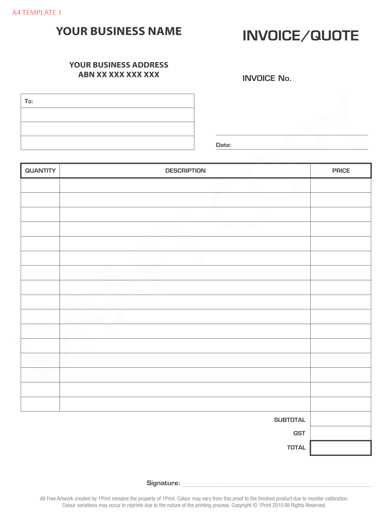 Printable Invoice Template Free