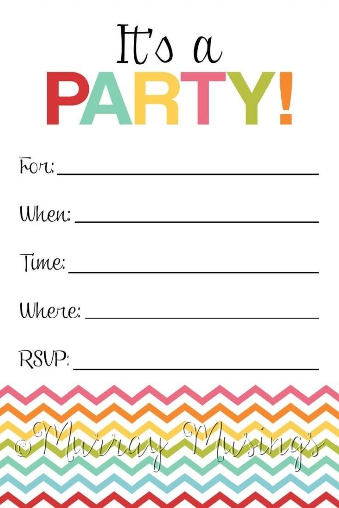 Blank Party Invitations Birthday Invitation Card Template Birthday Party Invitations Printable Party Invite Template