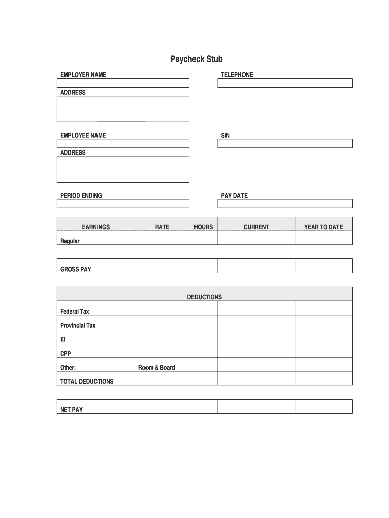 Blank Pay Stubs Template Fill Out Sign Online DocHub