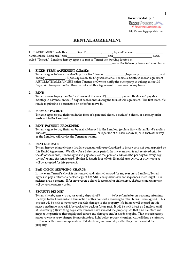 Free Printable Rent-to Own Contract