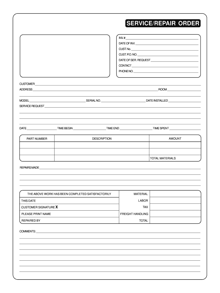 Blank Repair Order Fill Out Sign Online DocHub