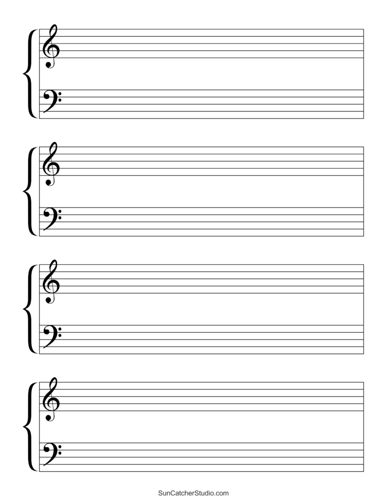 Blank Sheet Music Free Printable Staff Paper DIY Projects Patterns Monograms Designs Templates