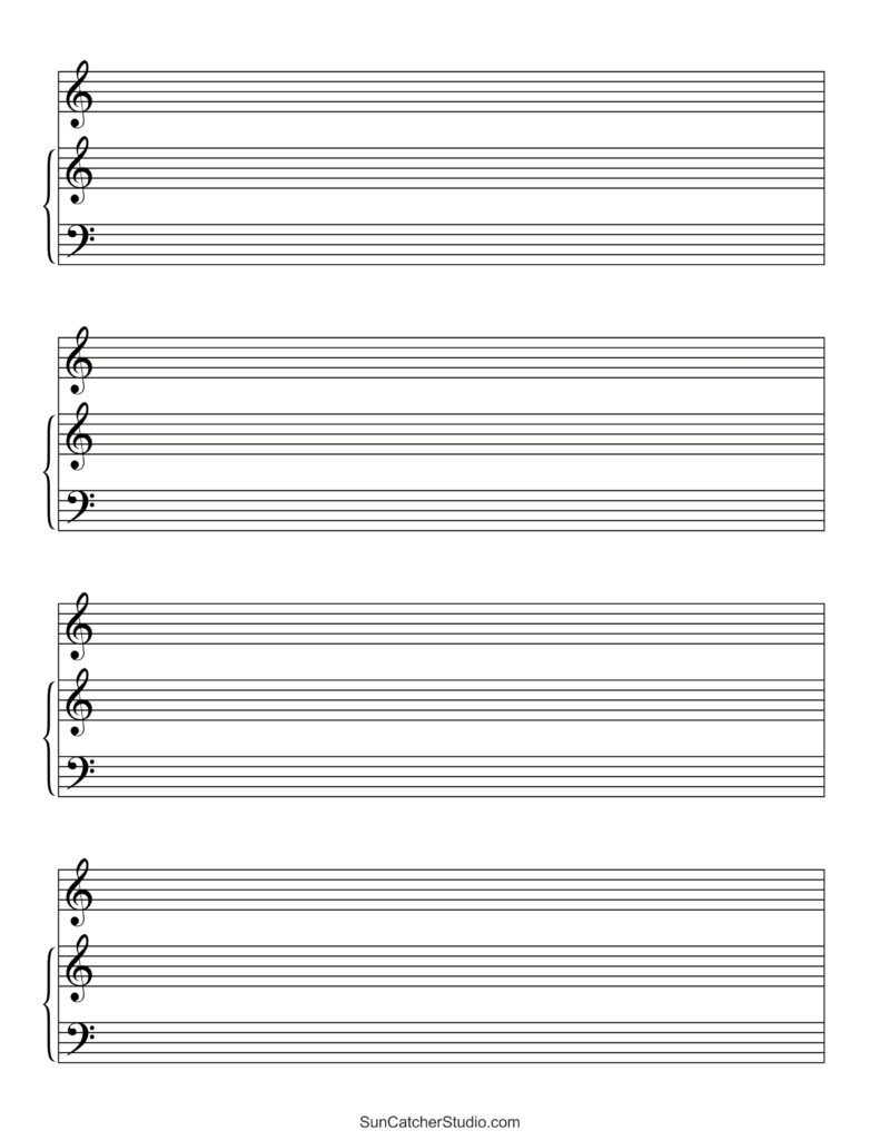 Blank Sheet Music Free Printable Staff Paper DIY Projects Patterns Monograms Designs Templates
