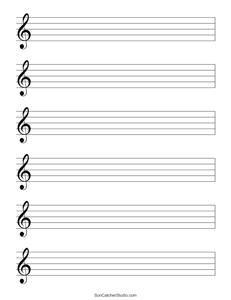 Blank Sheet Music Free Printable Staff Paper DIY Projects Patterns Monograms Designs Templates