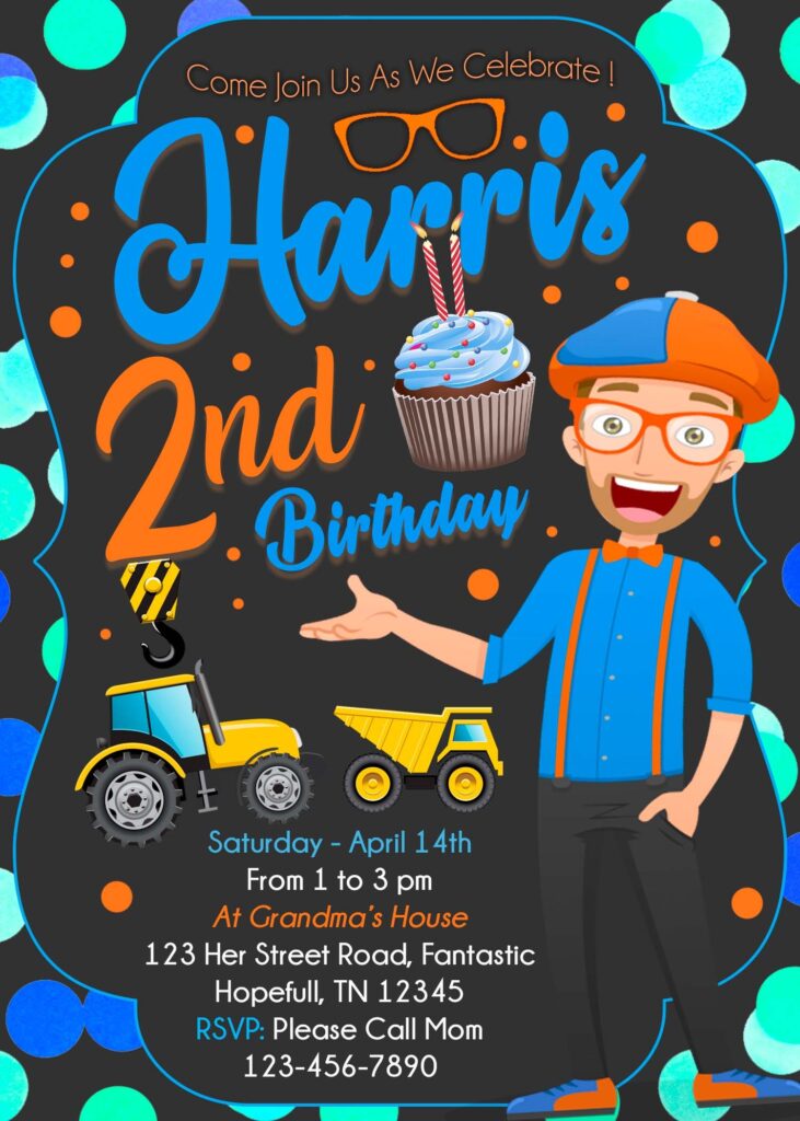 Blippi Birthday Party Invitation Charming Invite