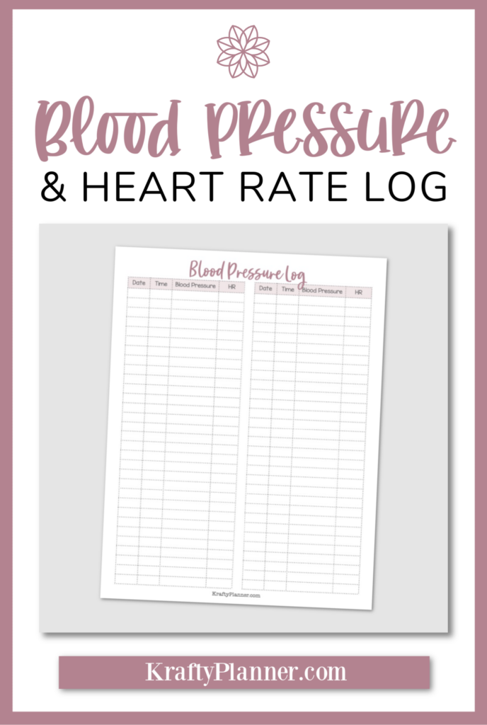 Blood Pressure And Heart Rate Tracker Free Printable Krafty Planner