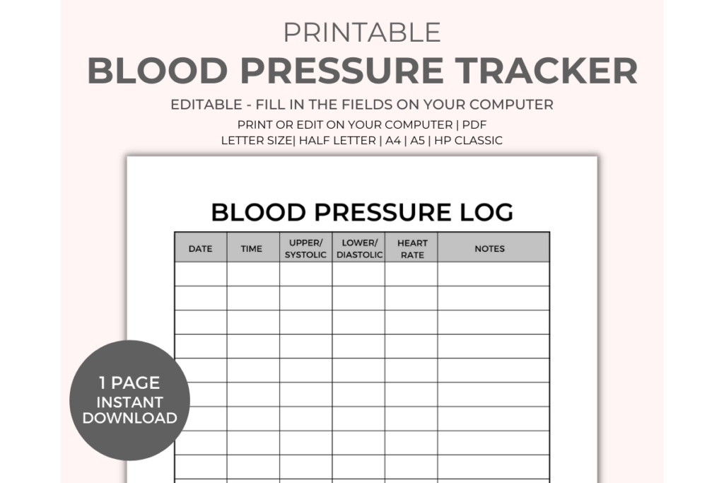 Blood Pressure Chart Printable Grafik Von Jennifer Magri Designs Creative Fabrica