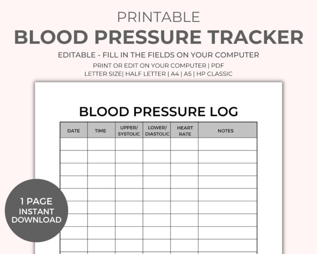 Free Blood Pressure Chart Printable