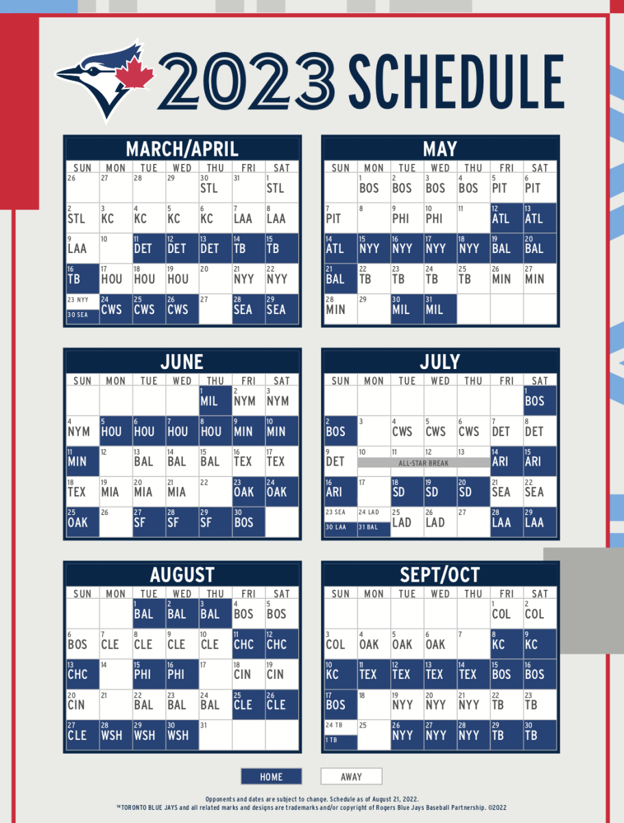 Printable Blue Jays Schedule
